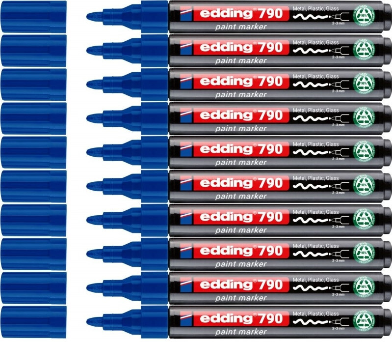 10x Marker olejowy edding e-790 PCR, okrągła, 2-3 mm, niebieski