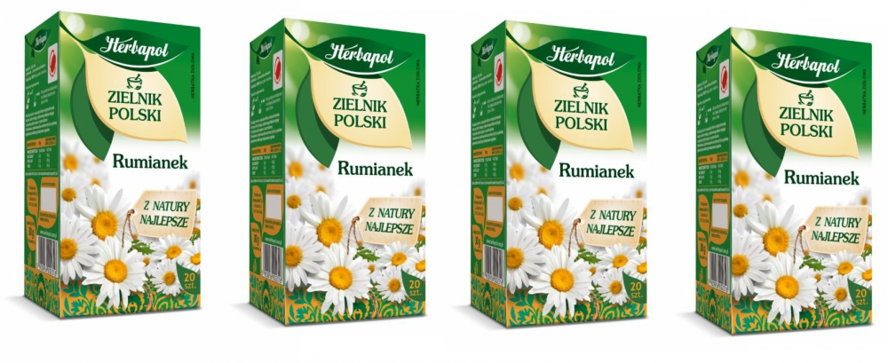 4x herbata ziołowa w torebkach Herbapol Zielnik Polski, rumianek, 20 sztuk x 1.5g