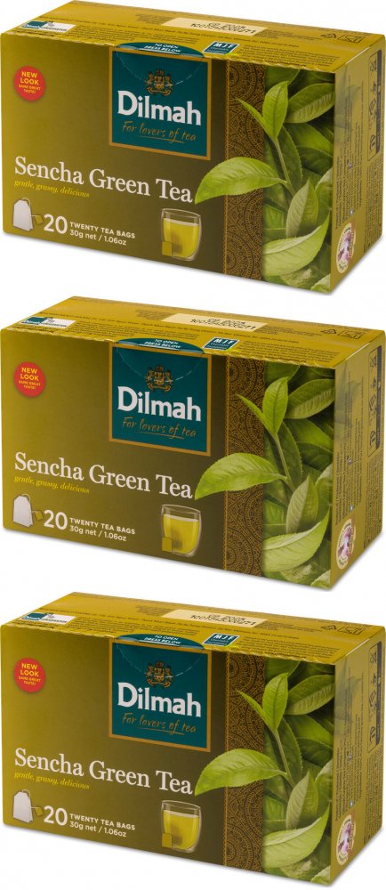 3x Herbata zielona w kopertach Dilmah Green Tea Sencha, 20 sztuk x 1.5g