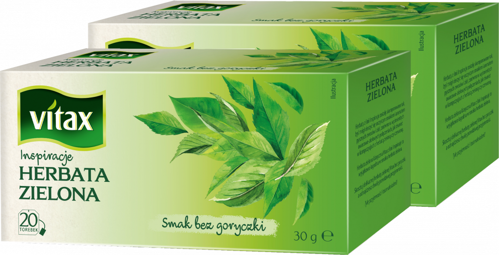 2x Herbata zielona w torebkach Vitax Inspirations, 20 sztuk x 1.5g