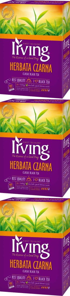 3x Herbata czarna w torebkach Irving, 100 sztuk x 2g