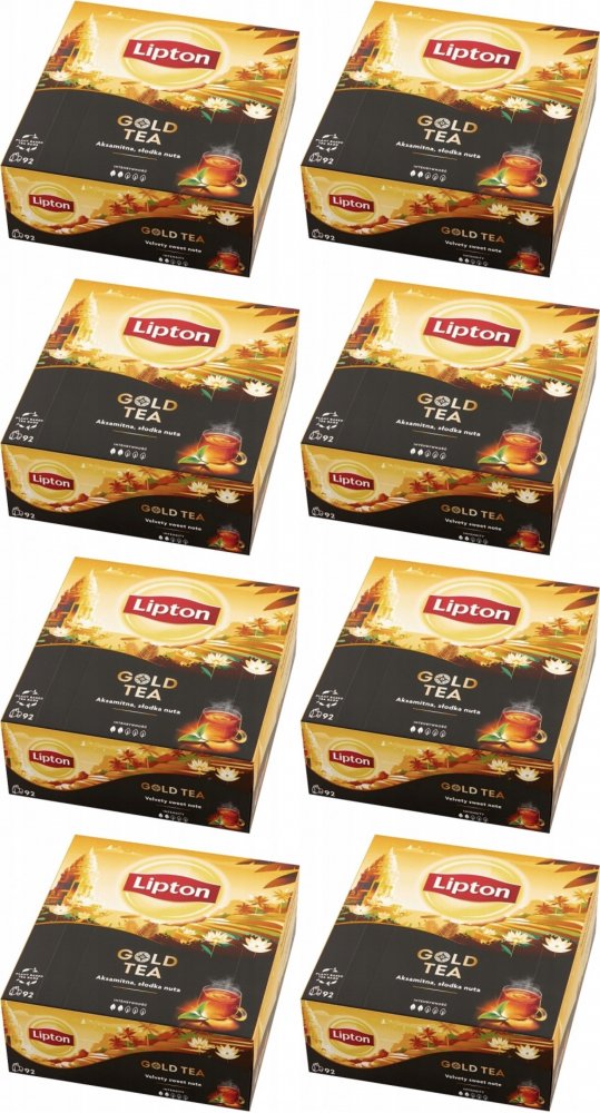 8x Herbata czarna aromatyzowana w torebkach Lipton Gold Tea, 92 sztuki x 1.5g