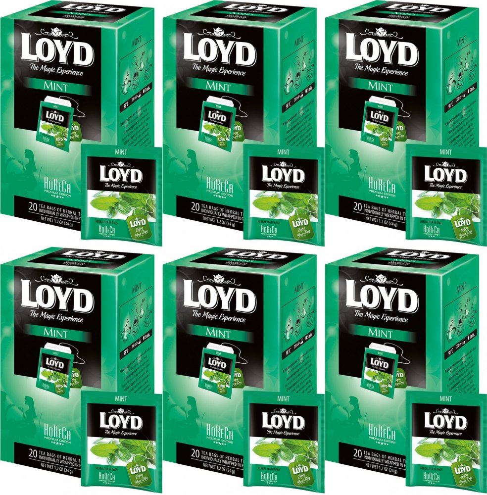 6x Herbata ziołowa w kopertach Loyd Mint Horeca, 20 sztuk x 1.7g