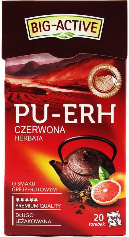 Herbata czerwona w torebkach Big-Active Pu-erh & Grejpfrut, 20 sztuk x 1.8g