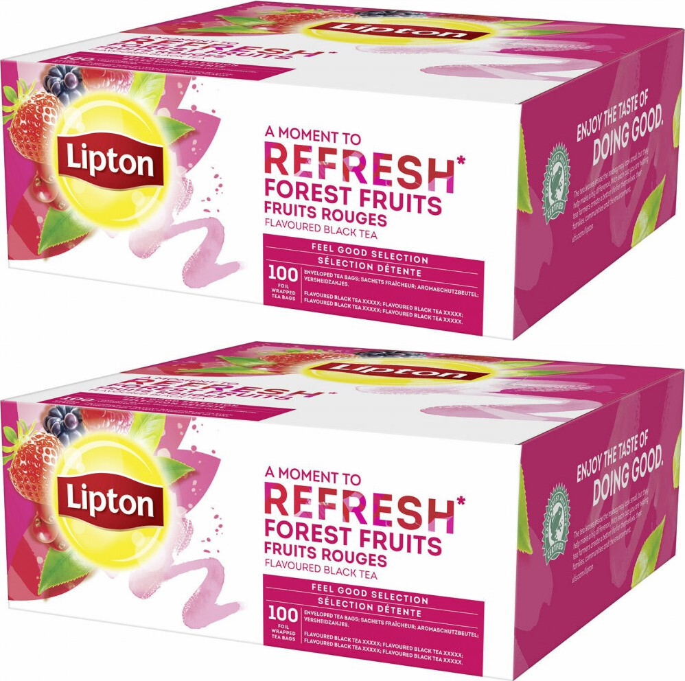 2x Herbata czarna aromatyzowana w kopertach Lipton Classic Forest Fruits, owoce leśne, 100 sztuk x 1.6g