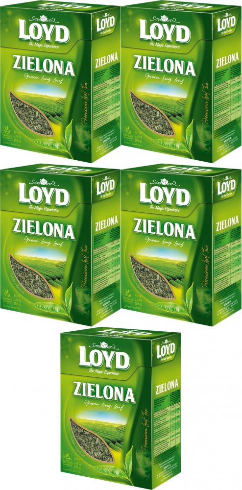 5x Herbata zielona liściasta Loyd, 80g
