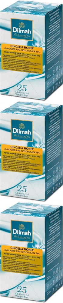 3x Herbata czarna aromatyzowana w kopertach Dilmah Ginger&Honey, imbir z miodem, 25 sztuk x 2g