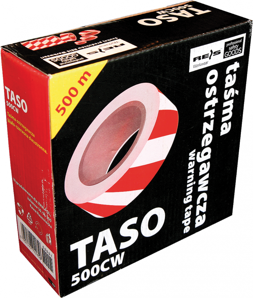 Taśma ostrzegawcza Reis, dwustronna, 70mmx500m, biało-czerwony