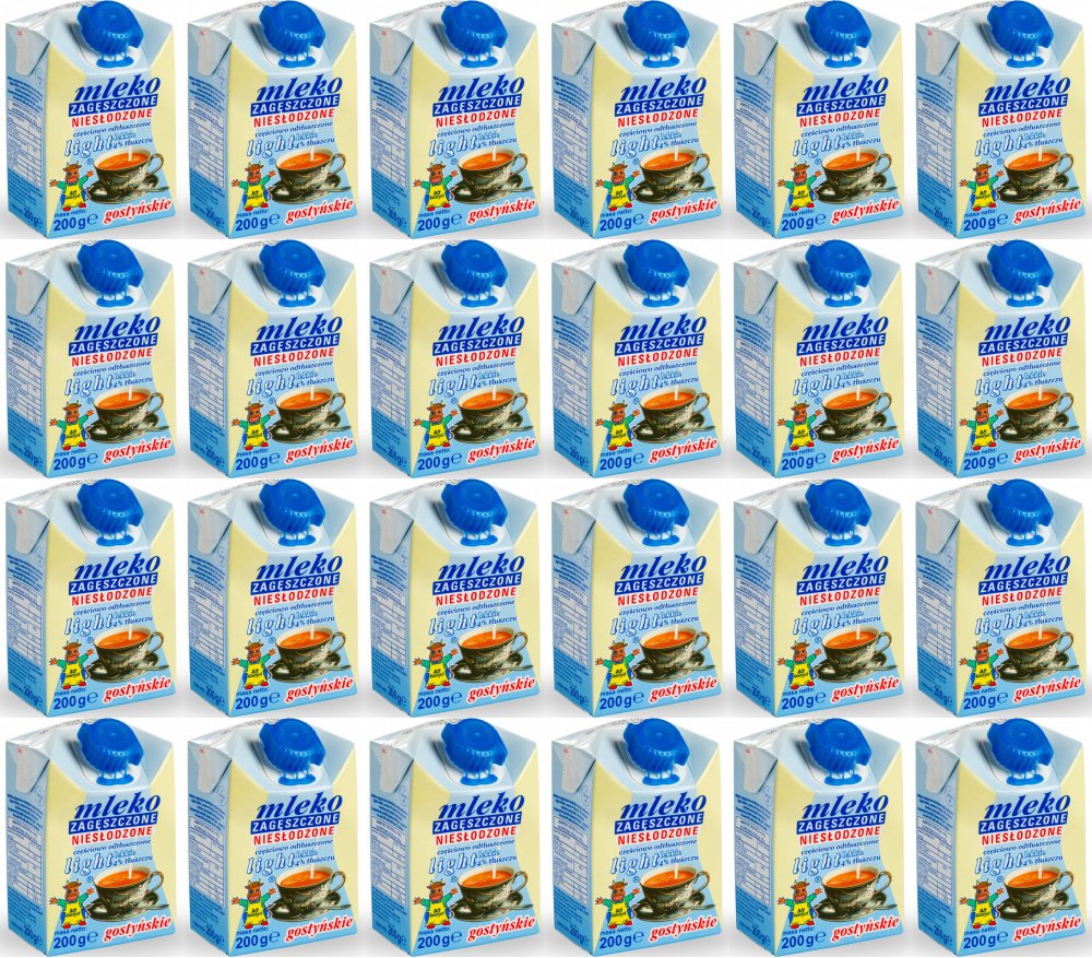 24x Mleko zagęszczone niesłodzone Gostyń, light, 4%, 200g