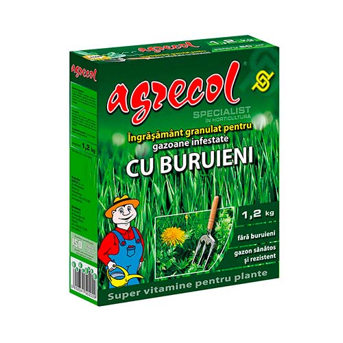 1 pac, Îngrășământ granule pentru gazon cu buruieni - : Mod de ambalare: 1.2 kg