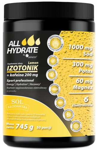 Izotonik Lemon+Kofeina 200mg 745g 50porcji ALLHydrate