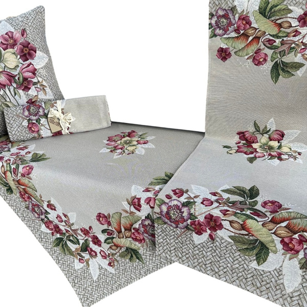 Bieżnik na stół EDEN Kwiatuszki 40x140cm Chenille