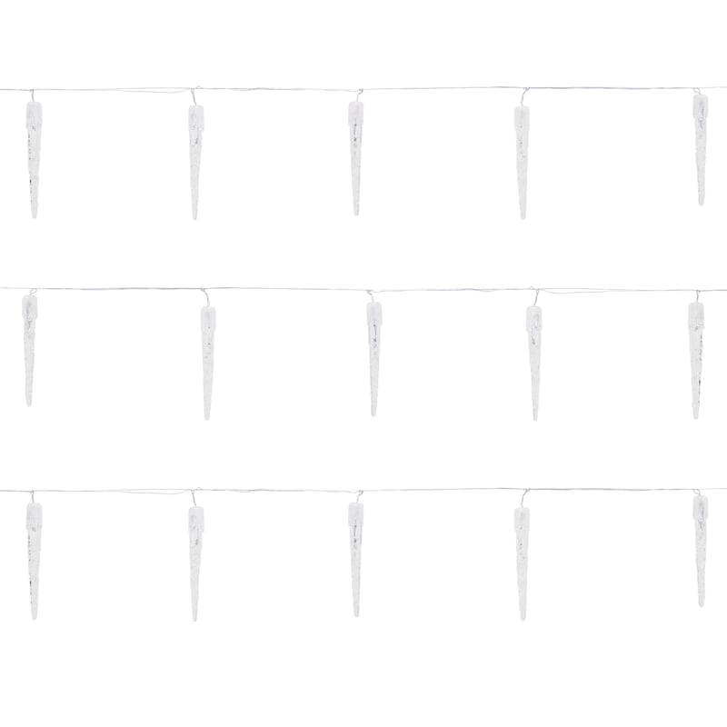 ECD Germany LED Lancuch Swietlny sopel lodu zimna biel 40 pinów, kurtyna 5,7 m + kabel 5 m, 8 trybów swiatla + timer, wodoodporny IP44 wewnatrz/na