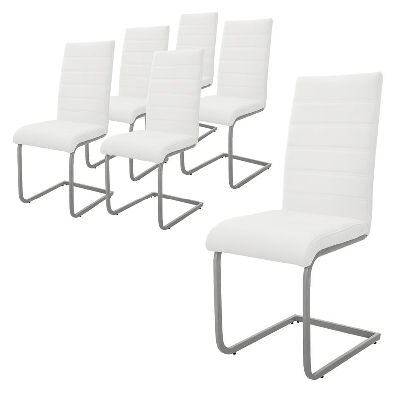 Zestaw 6 krzesel do jadalni ML-Design, biale, krzeslo obrotowe, krzeslo wspornikowe z wysokim oparciem ergonomiczne krzesla kuchenne wykonane z