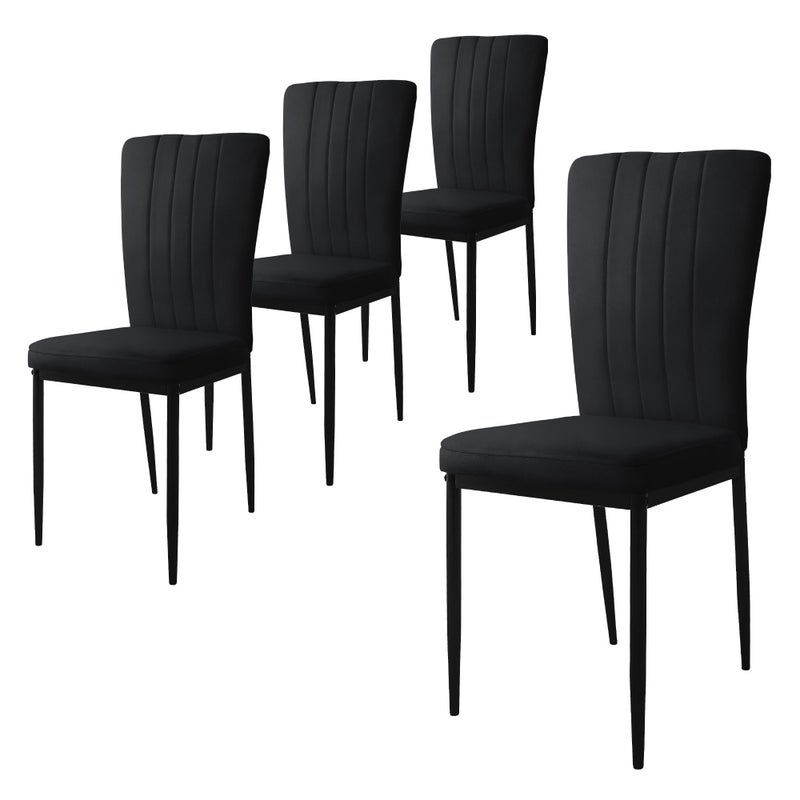 ML-Design zestaw 4 krzesel do jadalni z aksamitnym obiciem, czarne, krzesla kuchenne z oparciem, tapicerowane krzeslo z metalowymi nogami,