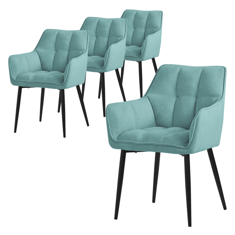 ML-Design zestaw 4 krzesel do jadalni z tkaniny frotte, petrol, krzeslo kuchenne z grubym tapicerowanym siedziskiem i metalowymi nogami, krzeslo do