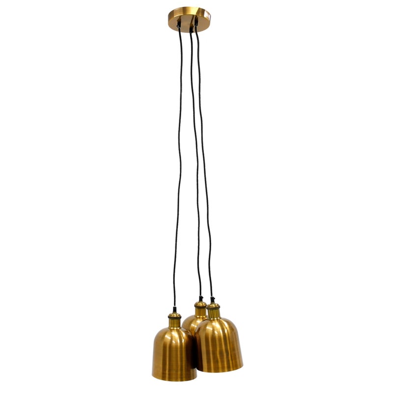 ECD Germany lampa wiszaca 3-punktowa lampa wiszaca E27 - 120,5 cm - Ø15 cm - stare zloto - wykonana z metalu - vintage industrial design - lampa