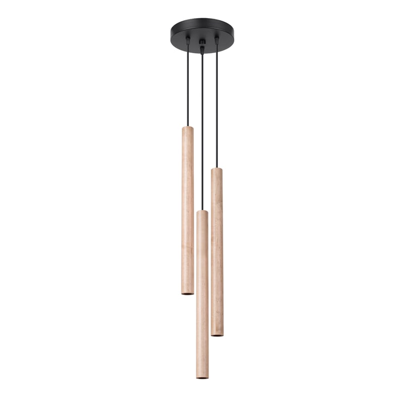 Lampa wisząca PASTELO 3P drewno, nowoczesna - 19.5x19.5x115cm Sollux