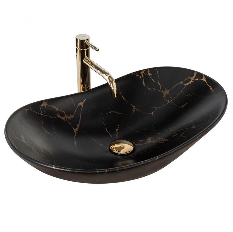 Umywalka nablatowa Rea Royal Black Marble Matt