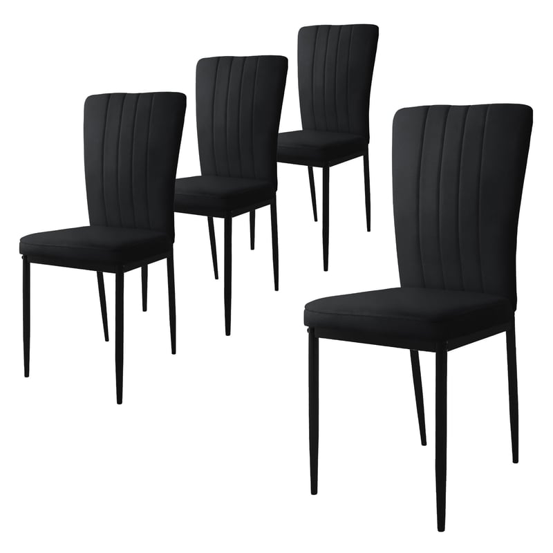 ML-Design zestaw 4 krzesel do jadalni z aksamitnym obiciem, czarne, krzesla kuchenne z oparciem, tapicerowane krzeslo z metalowymi nogami,