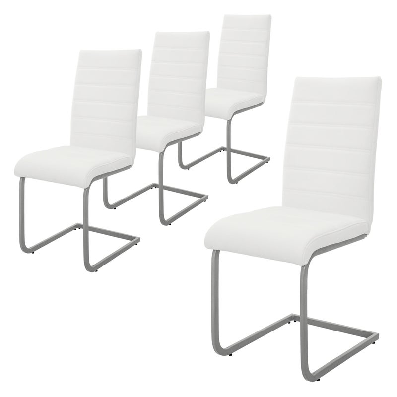 Zestaw 4 krzesel do jadalni ML-Design biale, krzeslo obrotowe, krzeslo wspornikowe z wysokim oparciem, ergonomiczne krzesla kuchenne wykonane z