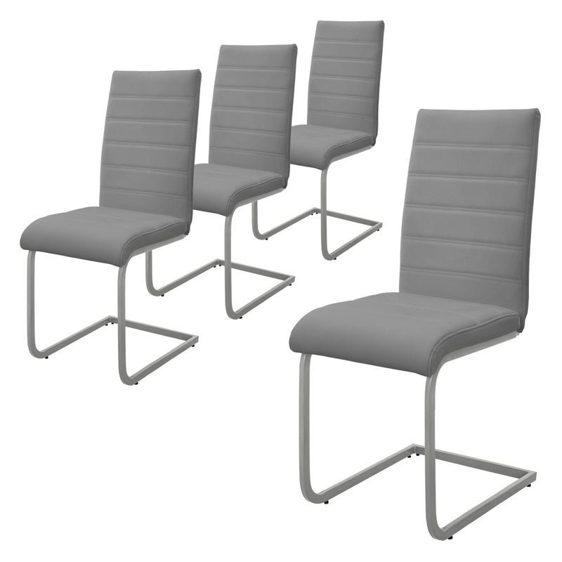 Zestaw 4 krzesel do jadalni ML-Design, szare, krzeslo obrotowe, krzeslo wspornikowe z wysokim oparciem, ergonomiczne krzesla kuchenne wykonane z