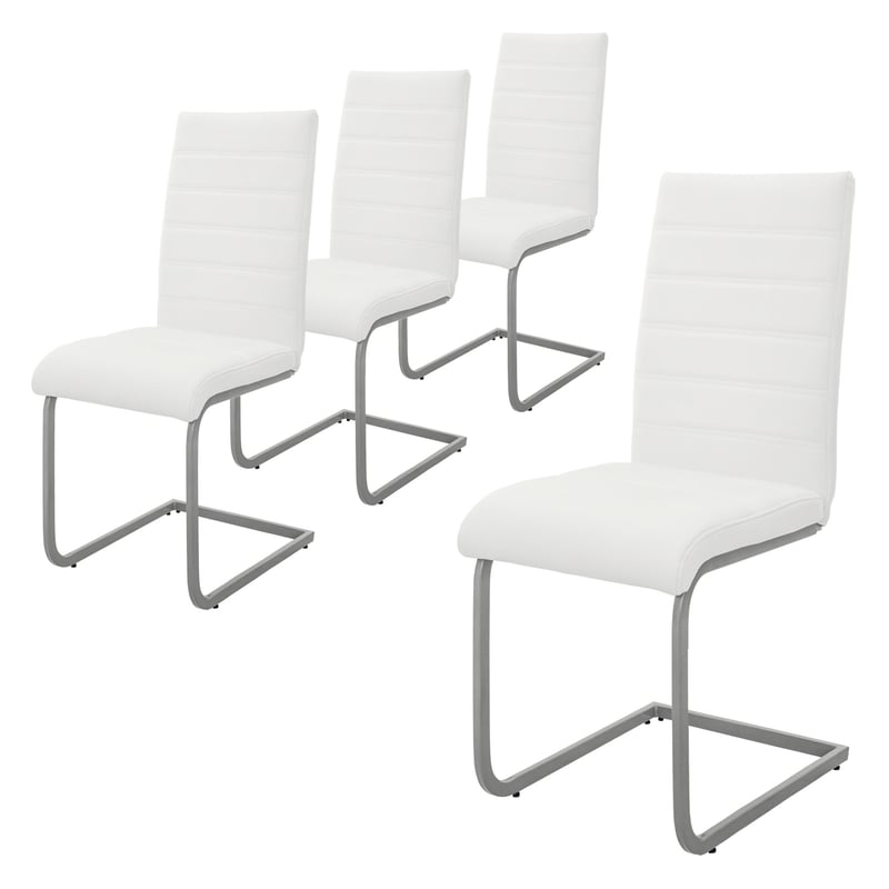 Zestaw 4 krzesel do jadalni ML-Design biale, krzeslo obrotowe, krzeslo wspornikowe z wysokim oparciem, ergonomiczne krzesla kuchenne wykonane z