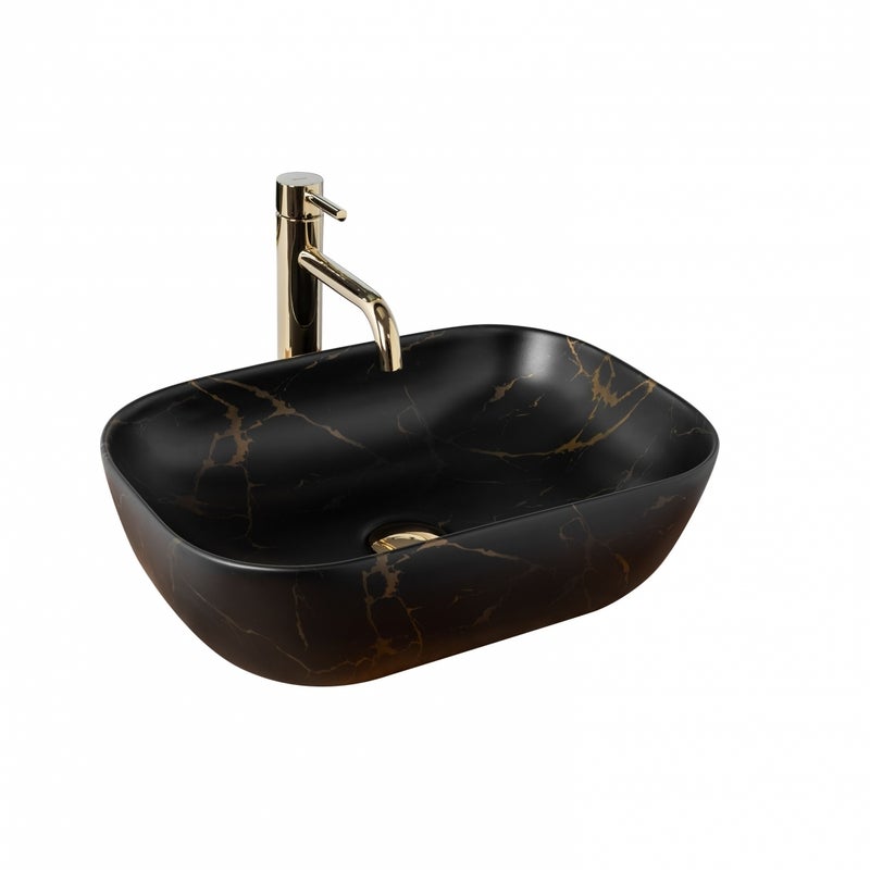 Umywalka nablatowa Rea Belinda Black Marble Mat