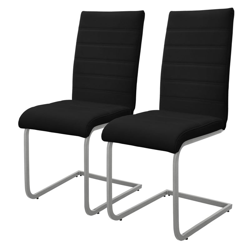 Zestaw 2 krzesel do jadalni ML-Design czarne krzeslo obrotowe, krzeslo wspornikowe z wysokim oparciem,ergonomiczne krzesla kuchenne wykonane z
