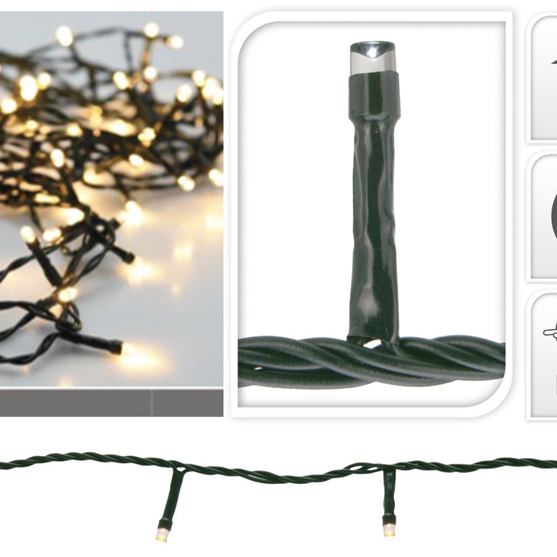 ECD Germany Lancuch Swietlny LED 24m z 320 diodami LED cieply bialy, zasilany, wodoodporny IP44, oswietlenie do uzytku wewnatrz i na zewnatrz,