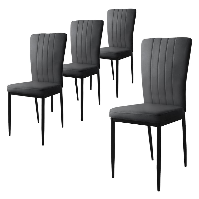 ML-Design zestaw 4 krzesel do jadalni z aksamitnym obiciem, szare, krzesla kuchenne z oparciem, tapicerowane krzeslo z metalowymi nogami, ergonomiczne
