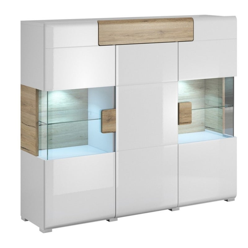 Komoda wysoka TOLEDO 3D1S 147 biała połysk/dąb san remo