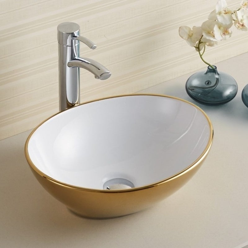 Umywalka nablatowa Rea Sofia Gold / White