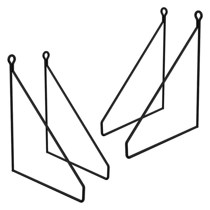 ML-Design 4-czesciowy wspornik pólki 200 mm czarny, metalowy, trójkatny wspornik pólki, plywajacy wspornik pólki, druciany wspornik scienny, wspornik