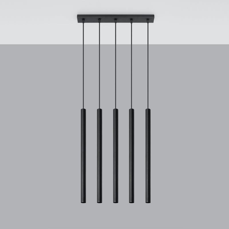 Lampa wisząca PASTELO 5 czarna, nowoczesna - 45x5x90cm Sollux
