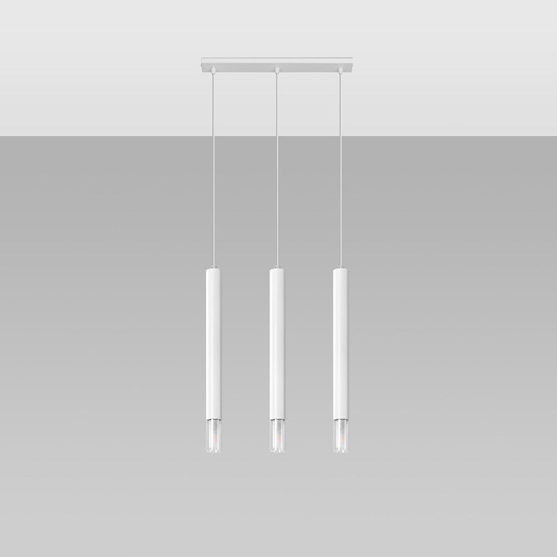 Lampa wisząca WEZYR 3 biała, nowoczesna - 45x6x120cm Sollux