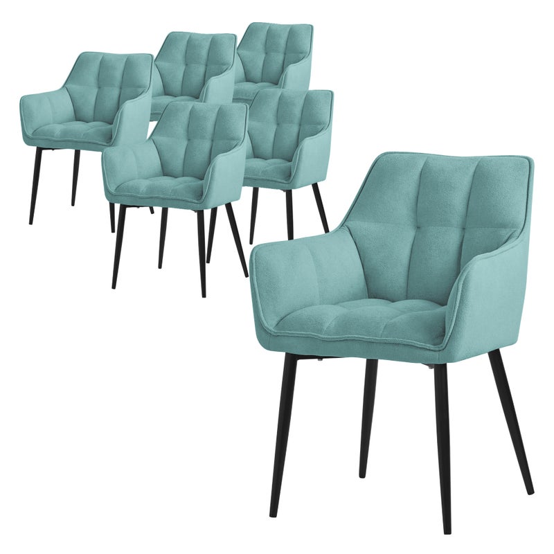 ML-Design zestaw 6 krzesel do jadalni z tkaniny frotte, petrol, krzeslo kuchenne z grubym tapicerowanym siedziskiem i metalowymi nogami, krzeslo do