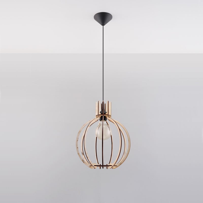 Lampa wisząca ARANCIA z naturalnego drewna, skandynawska - 28x17x100cm Sollux
