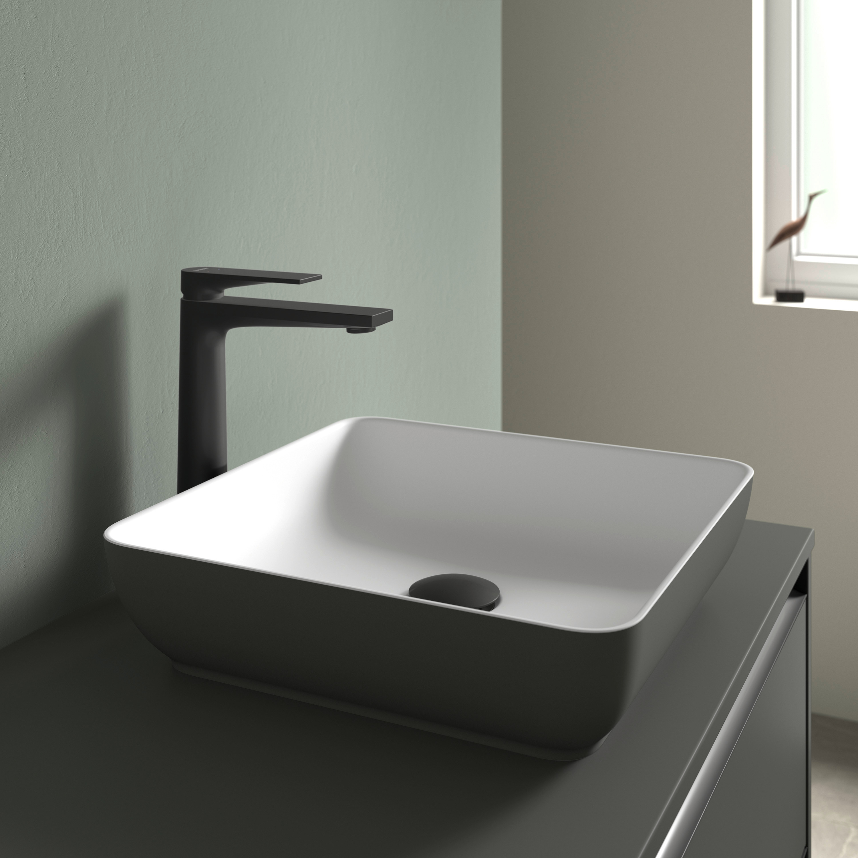 Duravit Sivida umywalka 40x40 cm kwadratowa nablatowa biała-szary/kamień 266001FI00