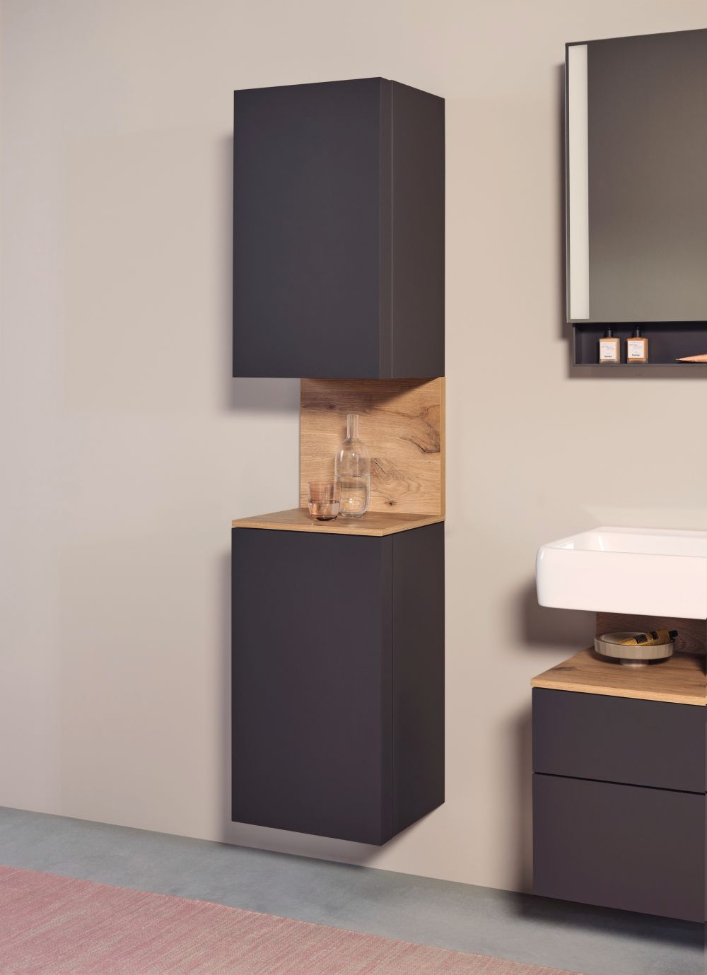 Duravit Qatego szafka boczna 176 cm wysoka wisząca lewa grafitowy mat QA1346L55800000