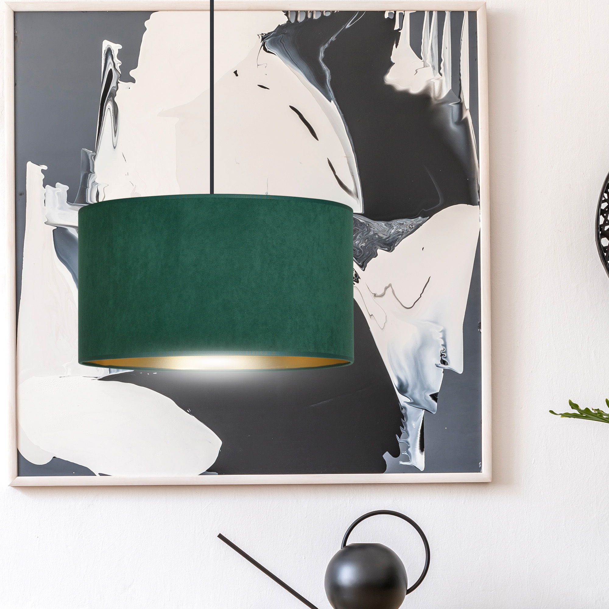 Emibig Hilde lampa wisząca 1x15 W czarna-zielona-złota 1051/1