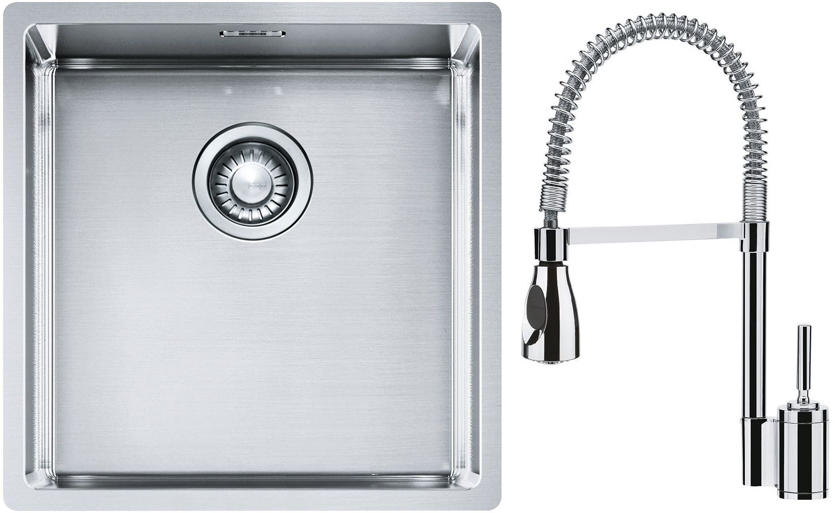 Franke Box BXX 210/110-40 zlewozmywak 45x44 cm stalowy z baterią kuchenną Sentinel chrom (1270453654, 1150029591)
