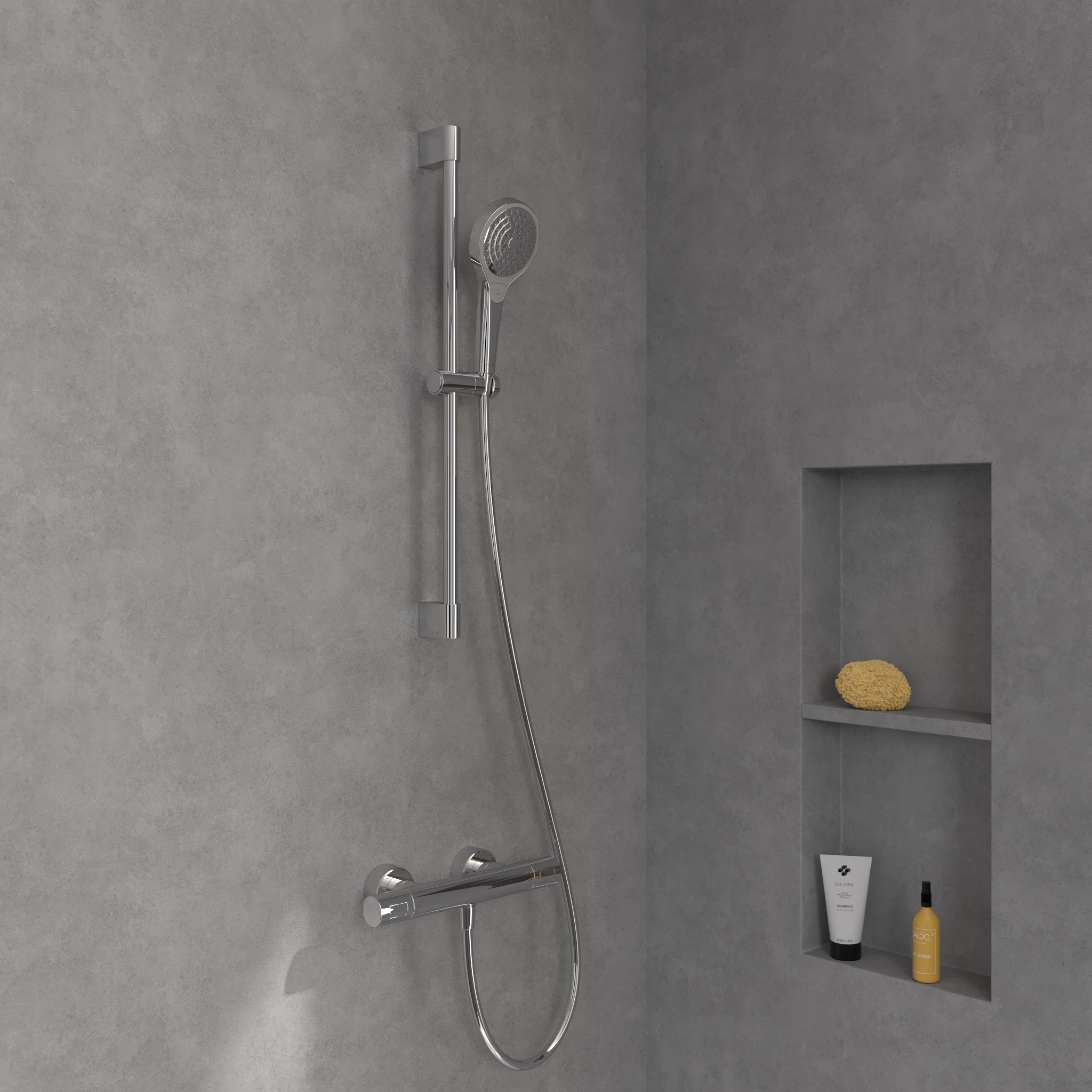 Zestaw Villeroy & Boch Universal Taps & Fittings bateria prysznicowa ścienna termostatyczna z zestawem prysznicowym chrom (TVS00001700061, ... - 