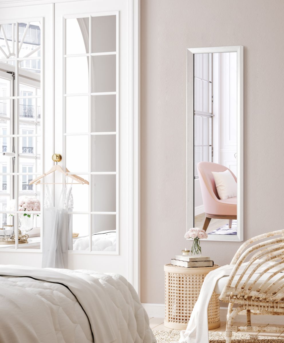Styler Paris lustro prostokątne 47x147 cm rama bielone drewno mat LU-12296 - Wysyłka w 24h