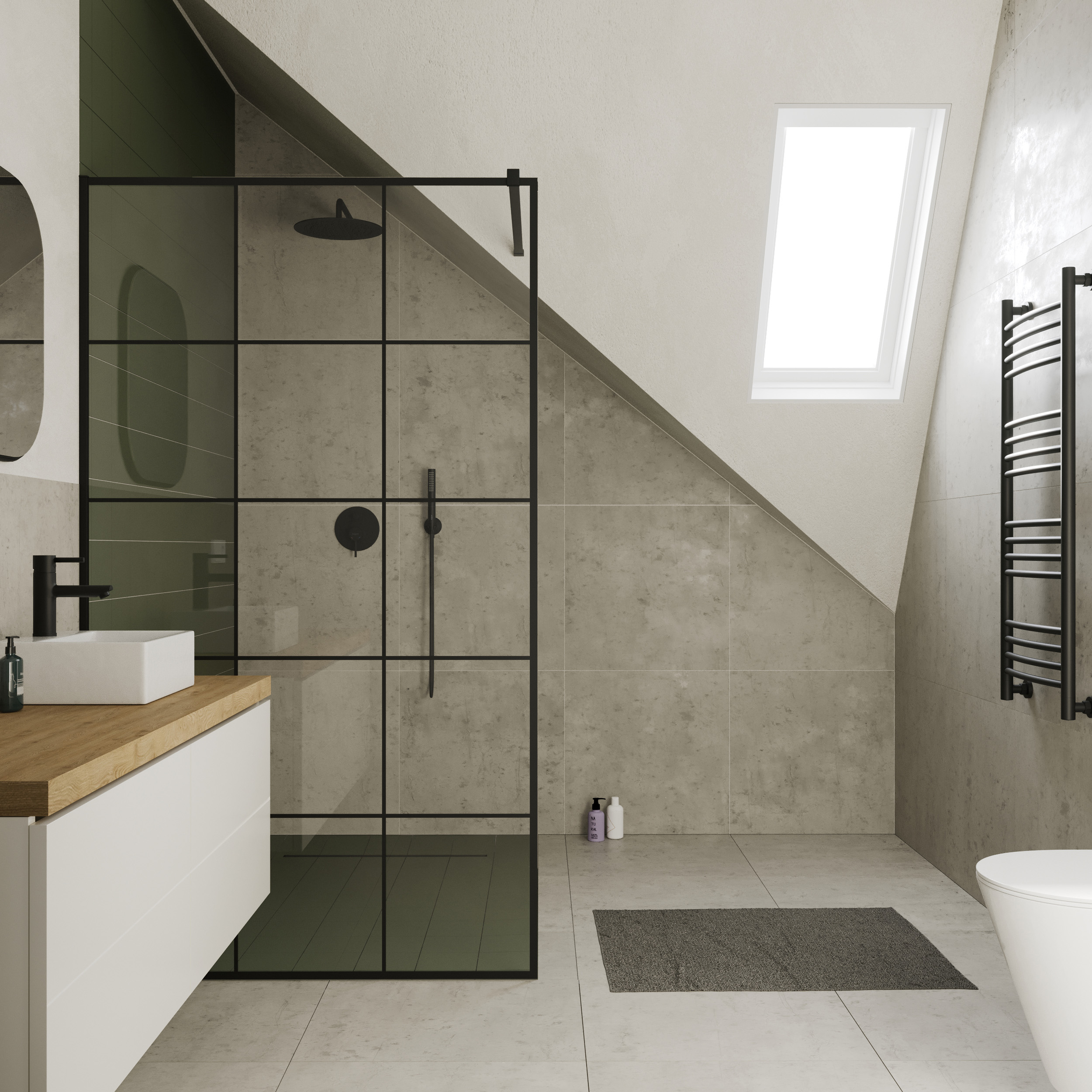 Hagser Agatha Walk-In ścianka prysznicowa 110 cm czarny mat/szkło przezroczyste HGR12000022 - Wysyłka w 24h