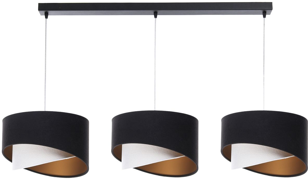 BPS Koncept Galaxy lampa wisząca 3x60 W biała-czarna-złota 060-L3-025CZ