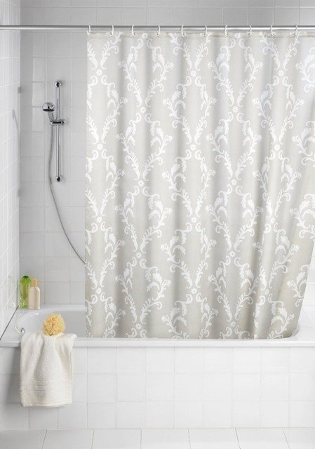 Wenko Baroque zasłona prysznicowa 200x180 cm biała-szara 20048100