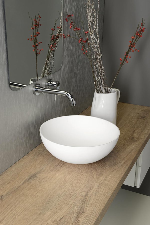 Sapho Thin umywalka 39 cm nablatowa okrągła biały mat WN185