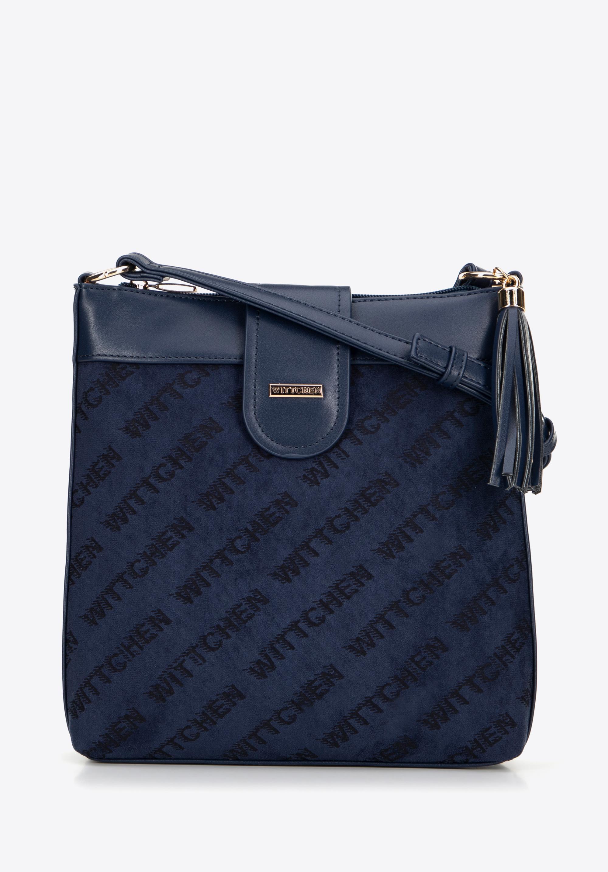 Damska crossbody z ekoskóry w logo granatowa