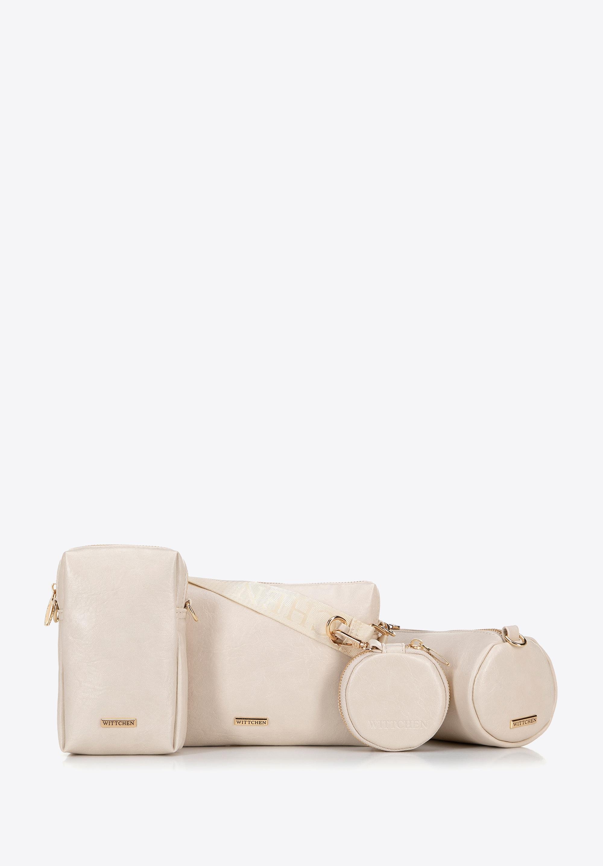 Zestaw torebek crossbody z ekoskóry kremowy